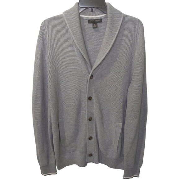 Banana Republic Other - Banana Republic Men's Tipped Supima Cotton Button Cardigan Large Med Grey Pocket